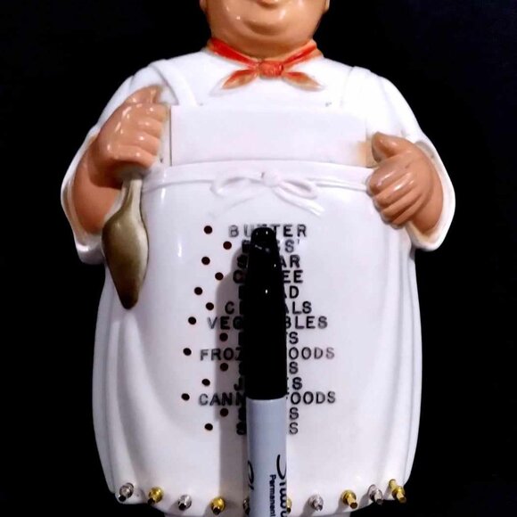 Vintage Kitchen Memo Holder Noma Happy Chef Plastic Note Pad Holder Grocery List - Picture 3 of 4